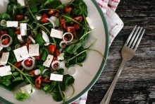 Plate of vegetables and fresh cheese